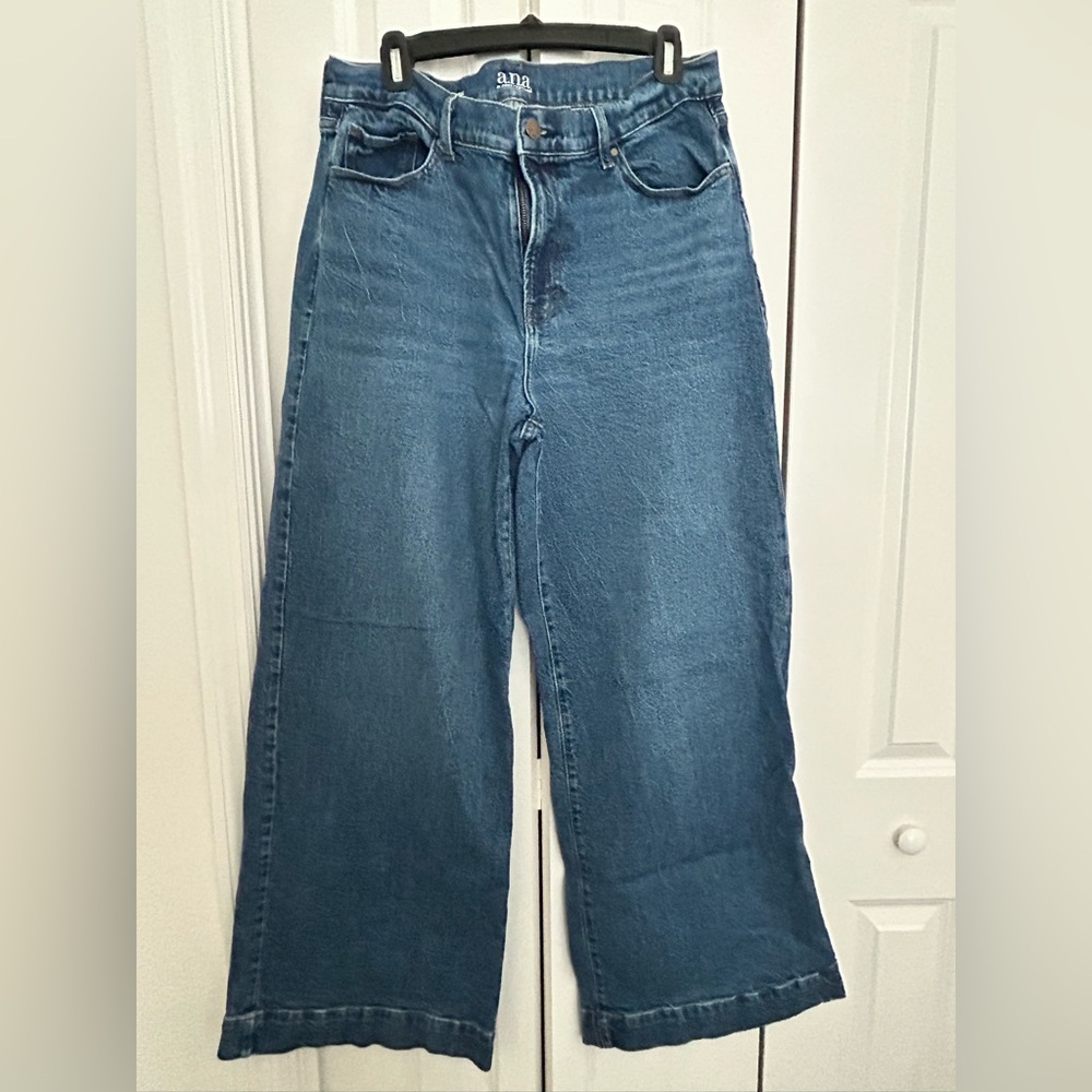 a.n.a Dark Blue Wide Leg Jeans - High Rise Flare
